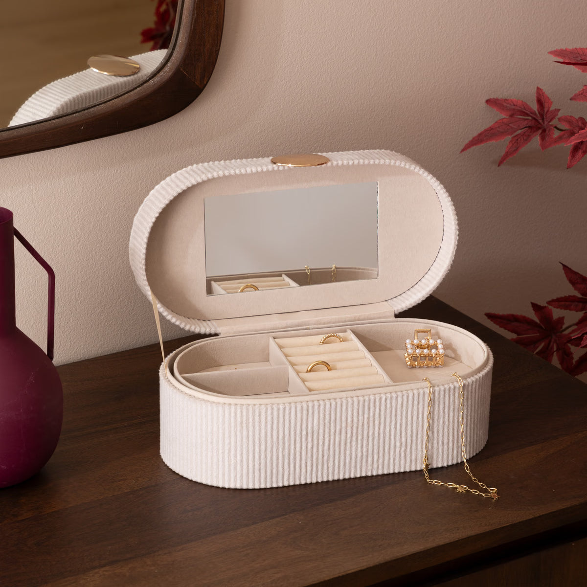 Кутия за съхранение atmosphera Enya, 25 cm, Велур