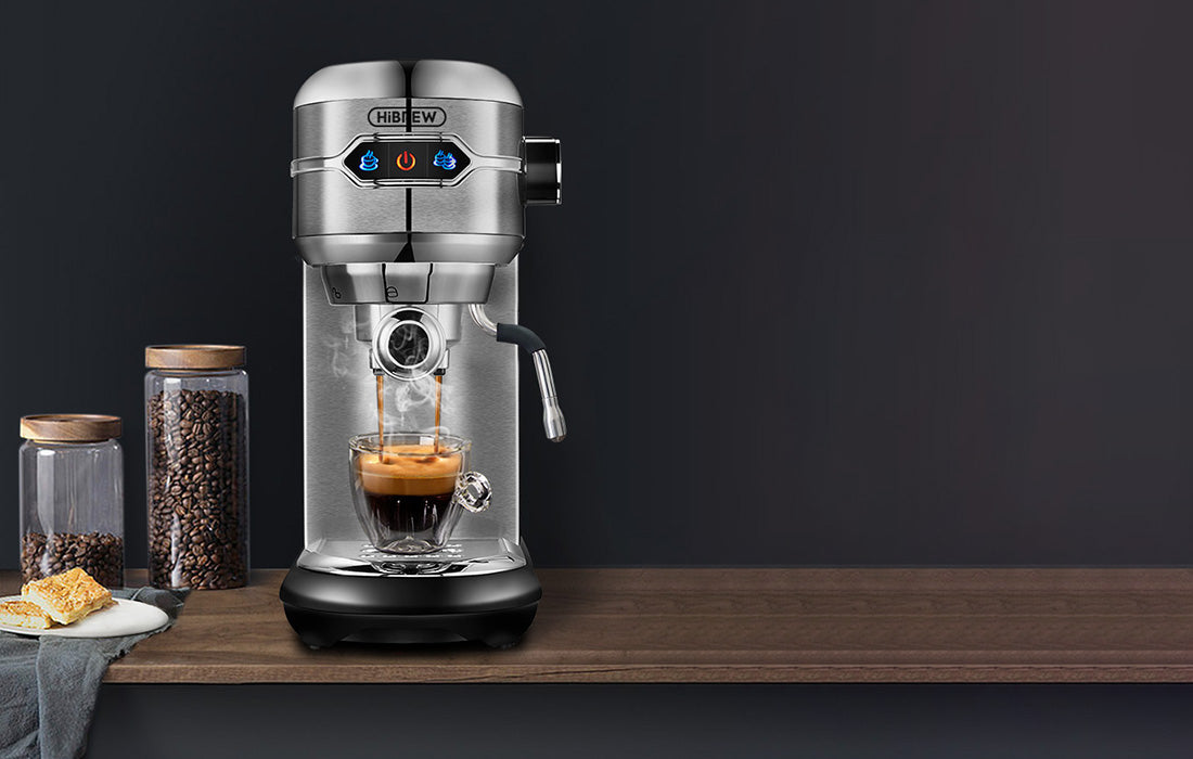 Полуавтоматична еспресо машина HiBREW H11 , 19 bar, 1450W, 1.1l, Сребрист