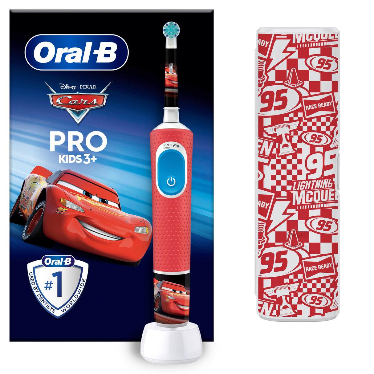 Детска електрическа четка за зъби Oral-B Vitality Pro Kids, Колите, Червен
