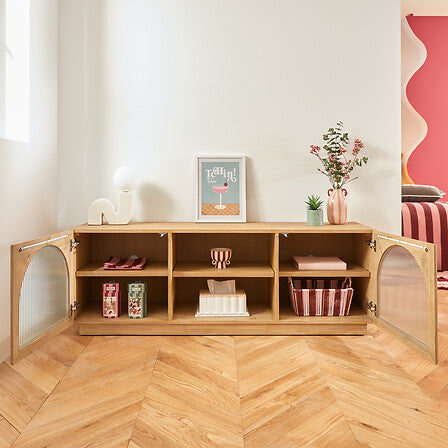 ТВ шкаф atmosphera Lousada, 2 врати и 1 рафт, 160x40x55 cm, Акация, MDF