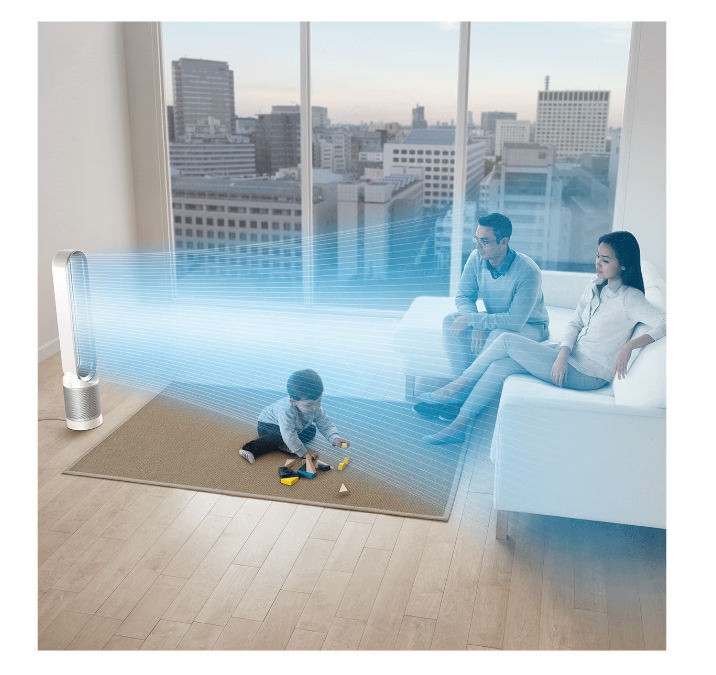 Пречиствател на въздух Dyson TP00 42815701, Air Multiplier, 10 нива на скорост, HEPA филтър H13, Дистанционно управление, Бял/Сребристо