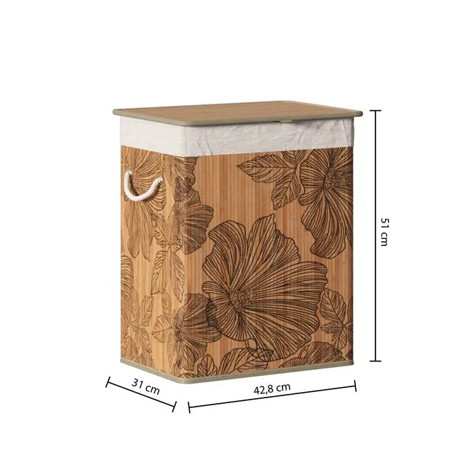 Кош за пране 5five Blackflora, Бамбук, 60 l