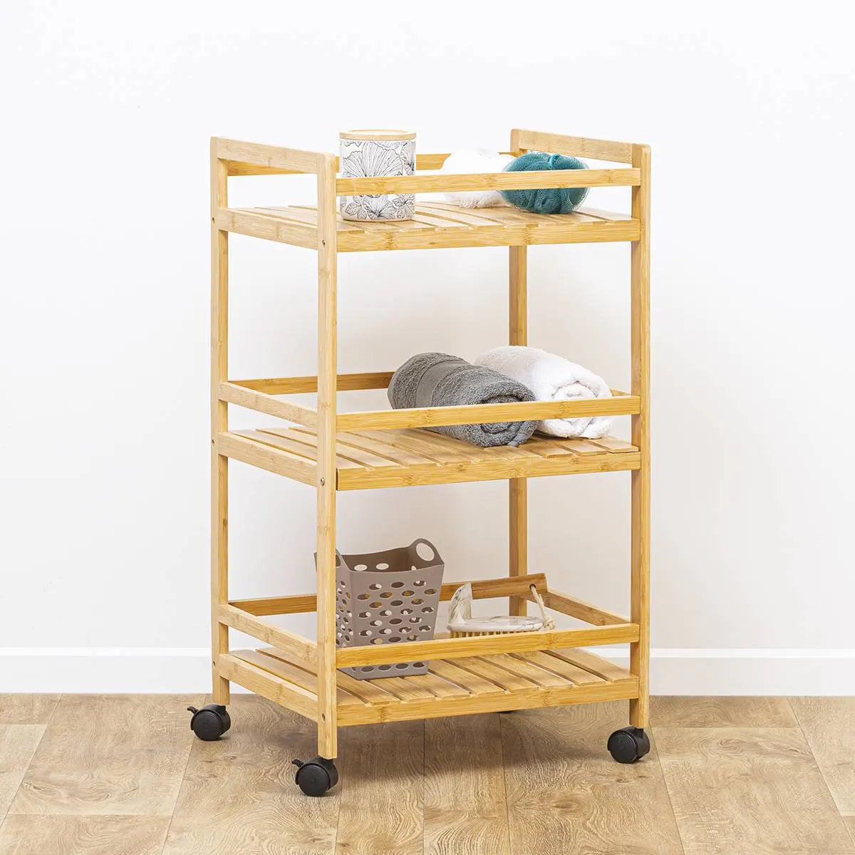 Кухненска количка 5five Linha, Средна, Бамбук, 3 нива