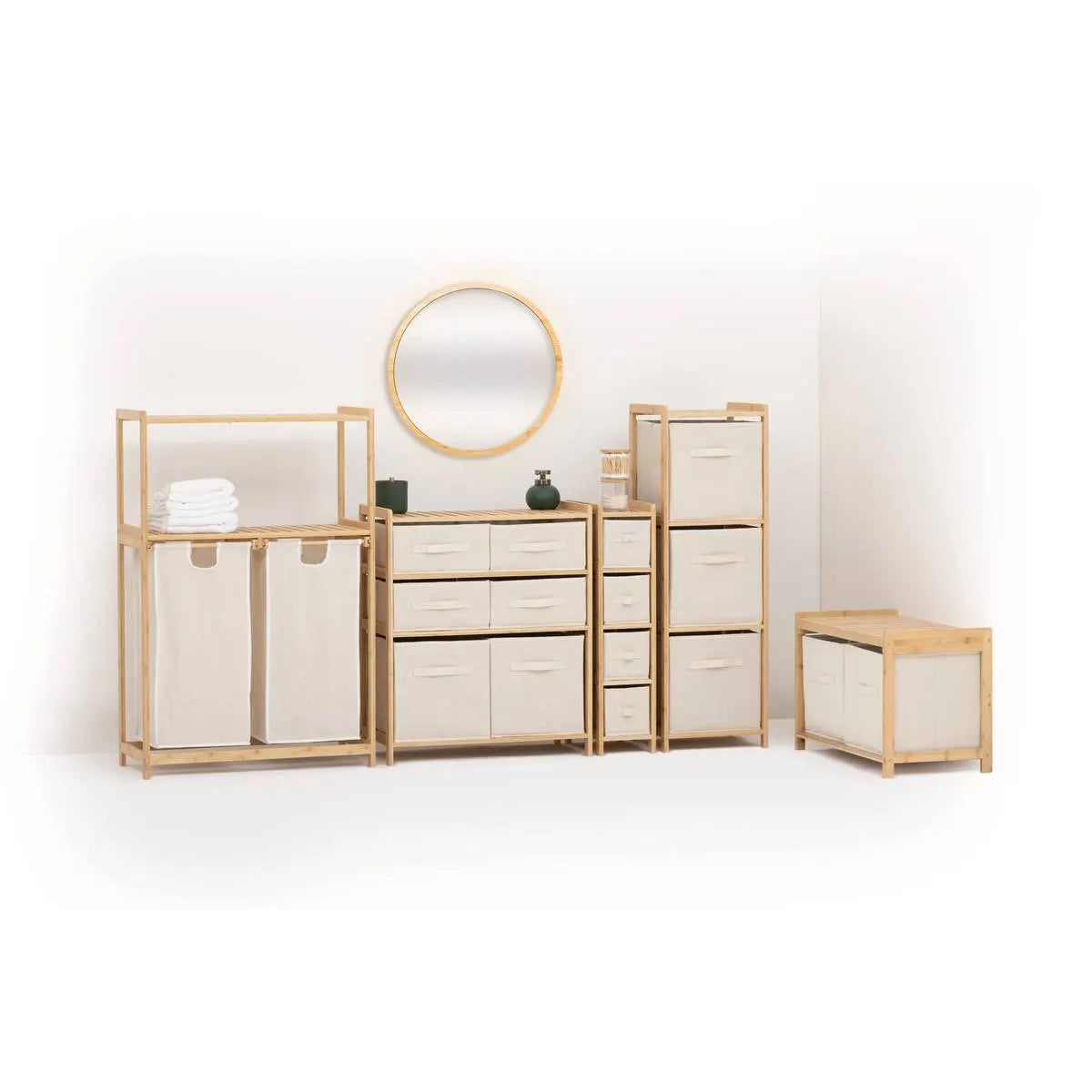 Пейка за съхранение 5five Tidy Box, 2 отделения, Бамбук