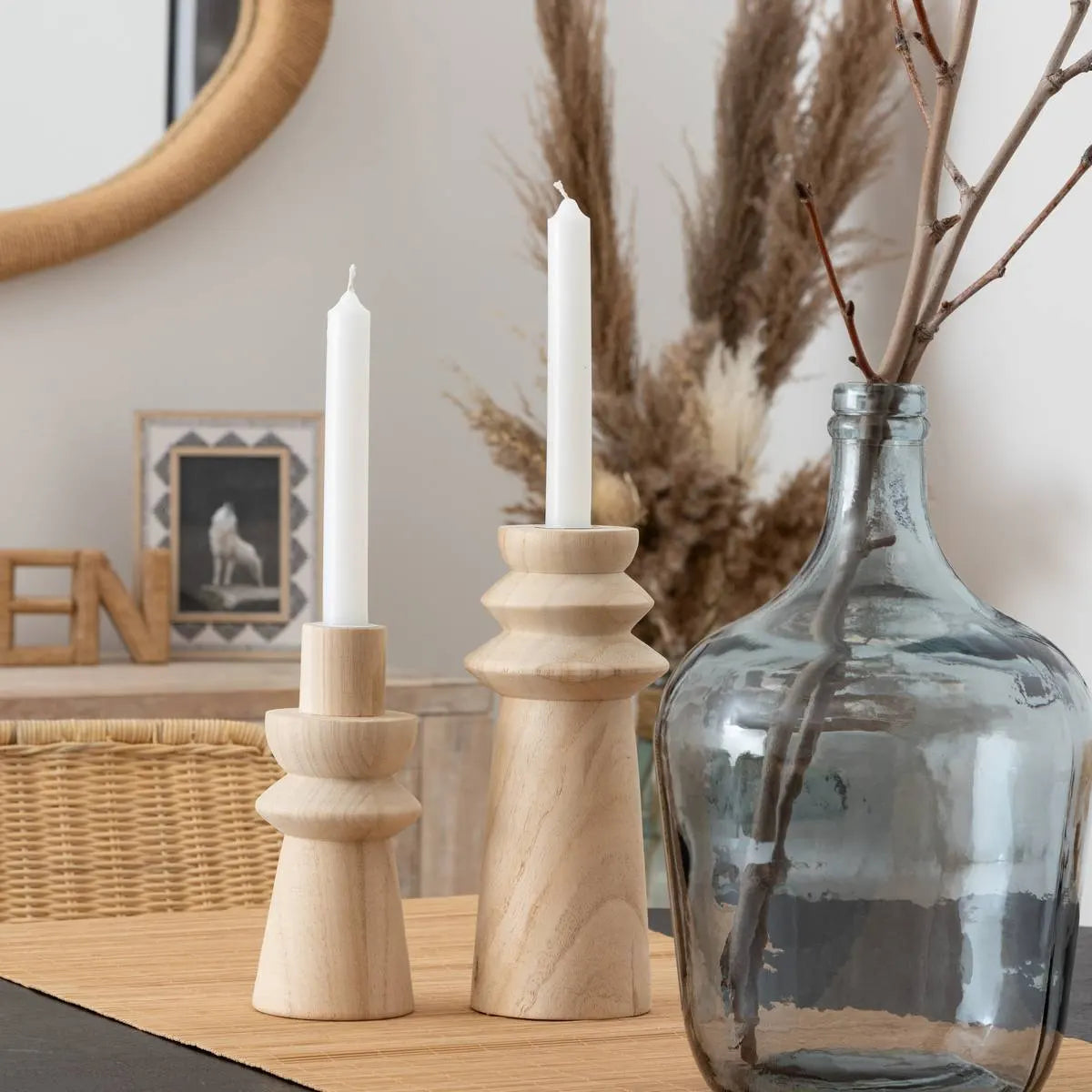 Свещник atmosphera Uma, Дърво, 24 cm, 2 бр