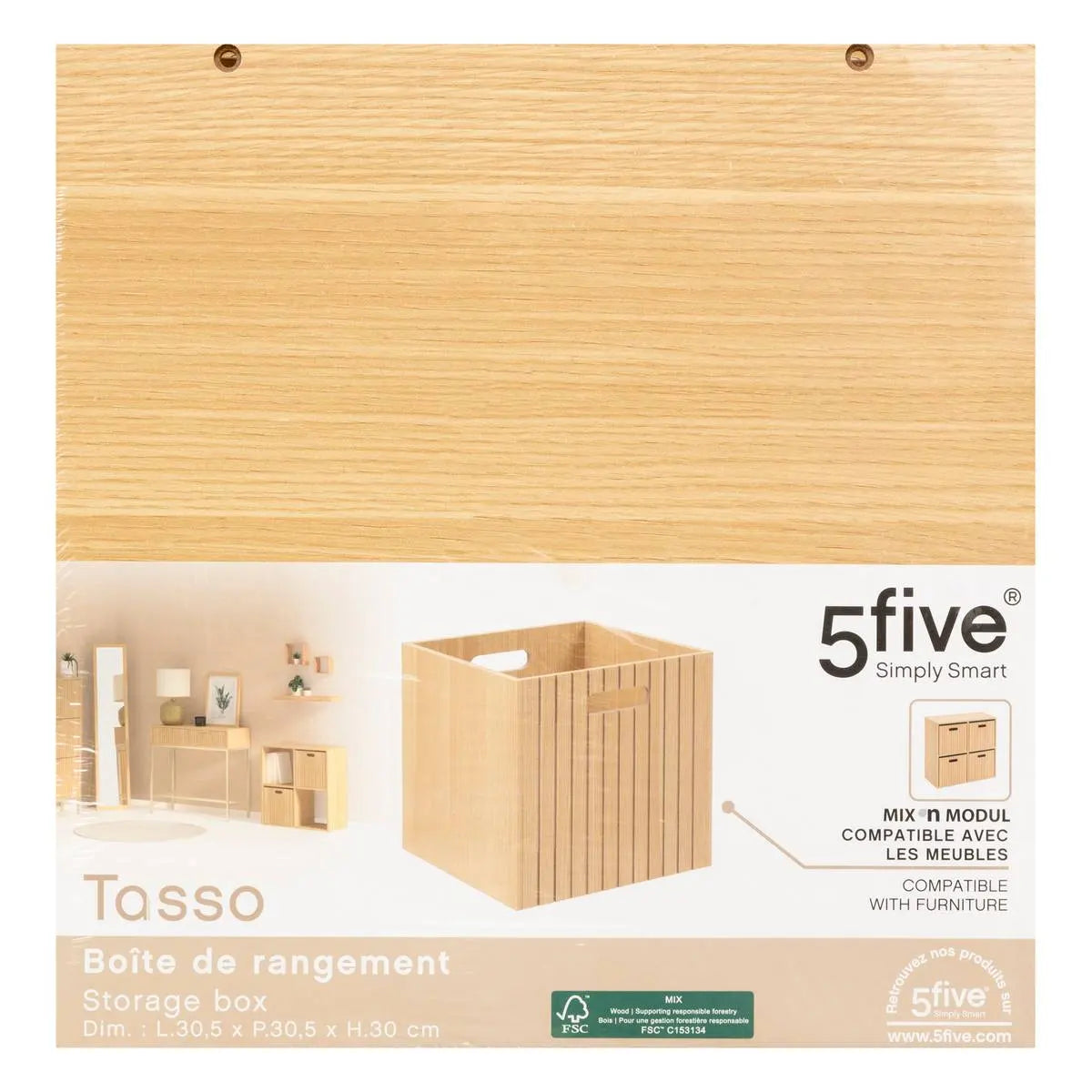 Кош за съхранение 5five Mix & Modul Tasso, Дърво, 31x31 cm