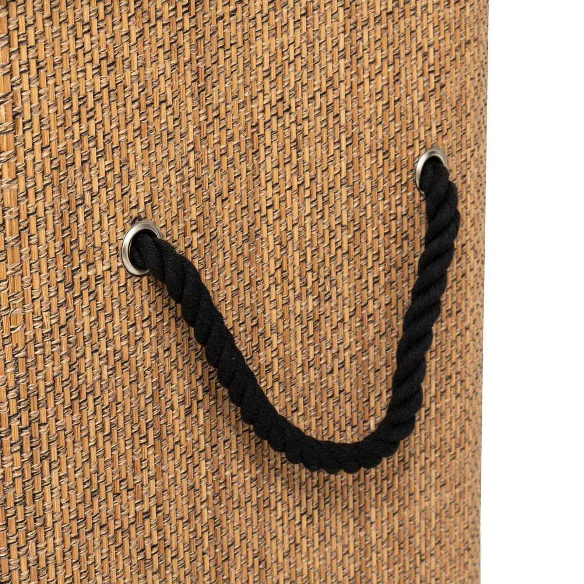 Кош за пране 5five, Правоъгълен, Бамбук и черен плат, 100 l