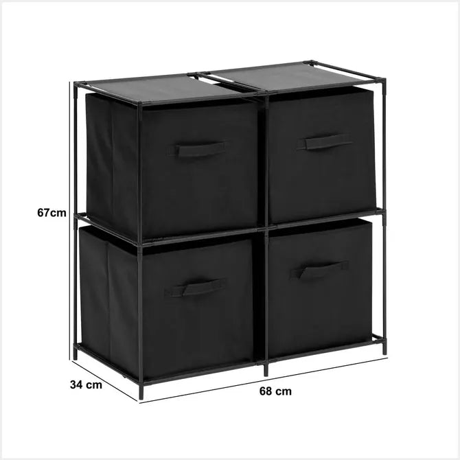 Рафт 5five Mix'n Modul, 4 отделения и 4 кутии за съхранение, 68 x 34 x 67 cm, Черен