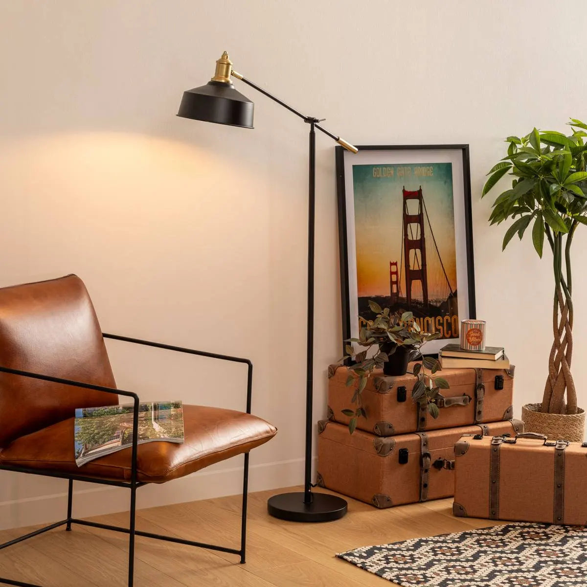 Лампион atmosphera Flower Factory, Метал, Черен, 155 cm