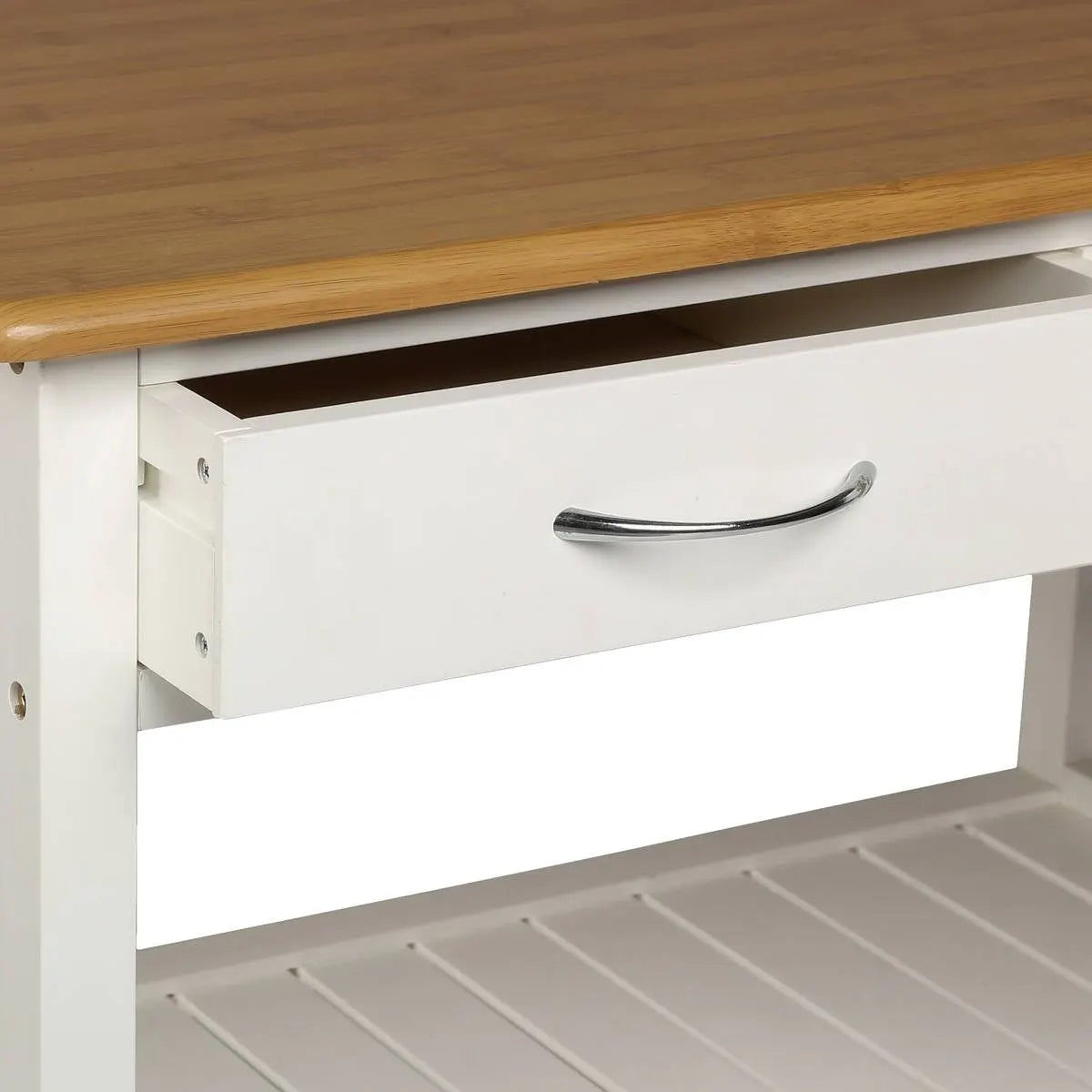 Кухненска количка 5five, Голяма, Бяло дърво и бамбук, С ефект