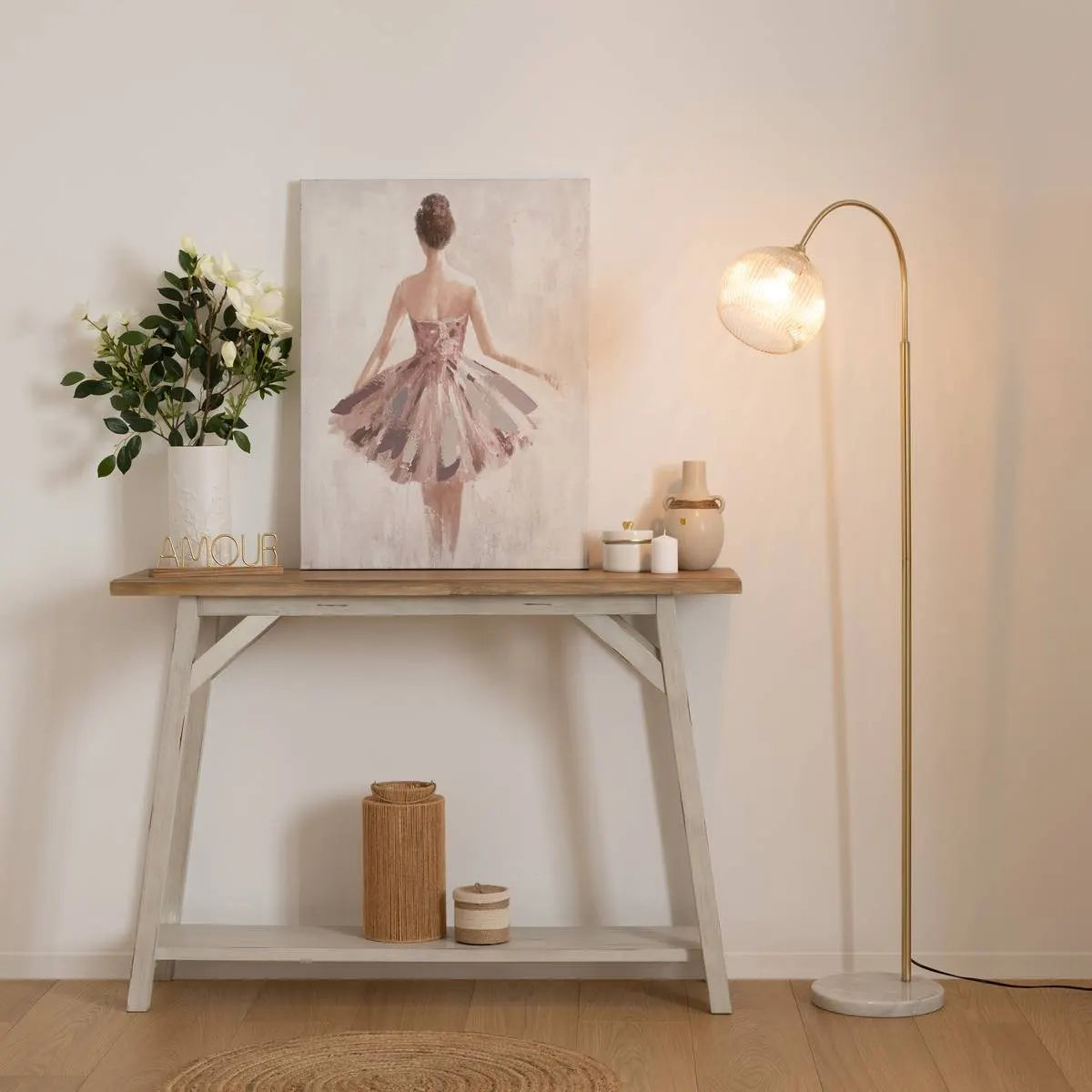 Лампион atmosphera Laye, Метал и Мрамор, Златен, 150 cm