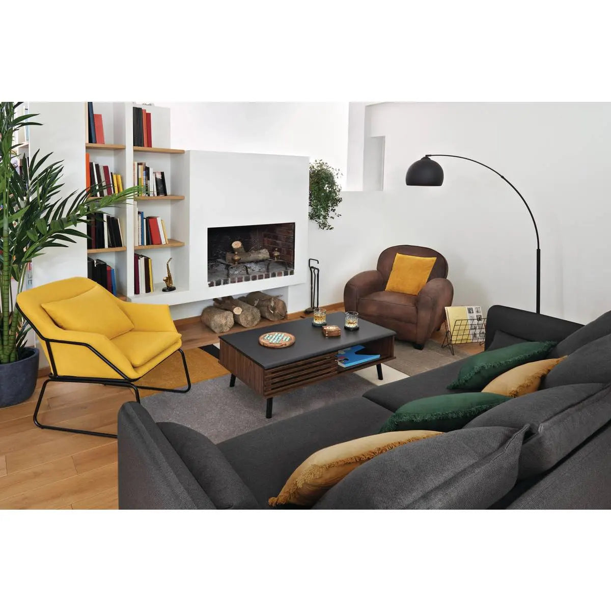 Лампион atmosphera Hyto, Метал и Мрамор, Черен, 177 cm