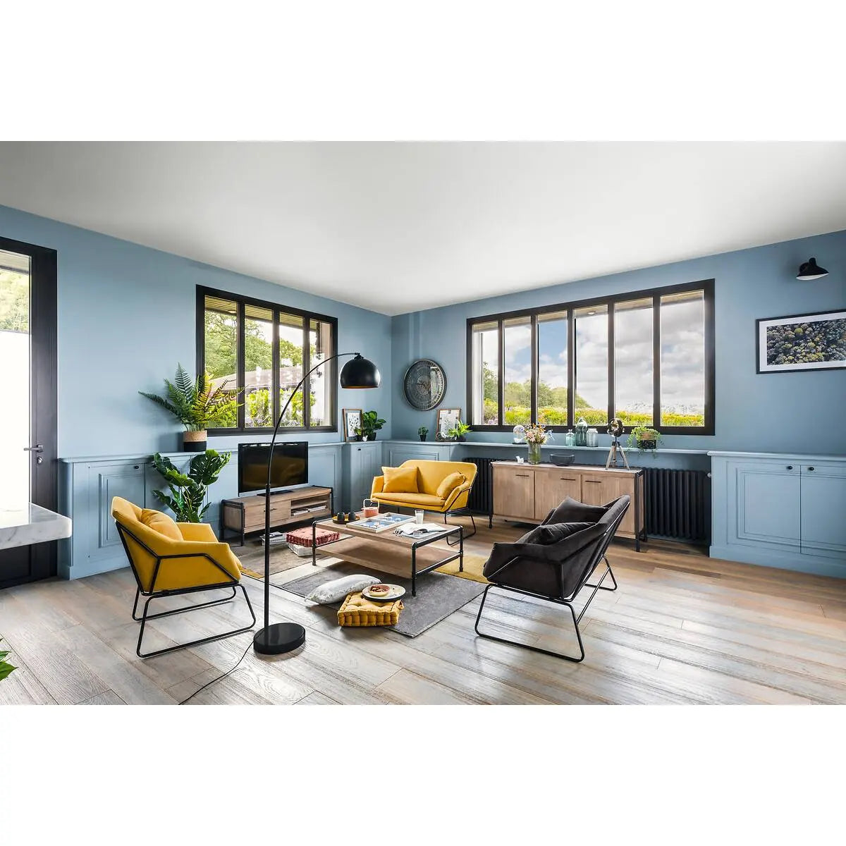 Лампион atmosphera Hyto, Метал и Мрамор, Черен, 177 cm