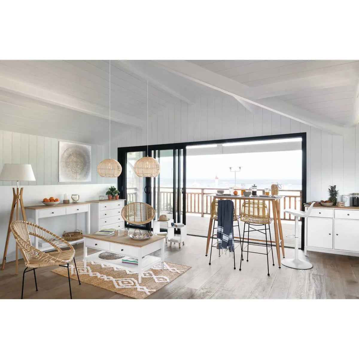 Лампион atmosphera Kalo, Бамбук, Бял, 156 cm