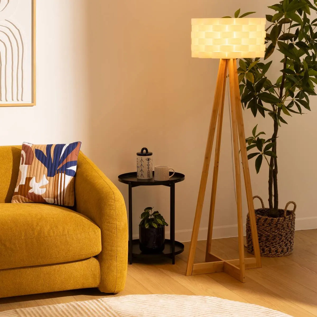 Лампион atmosphera Moki, Бамбук, Бял, 150 cm