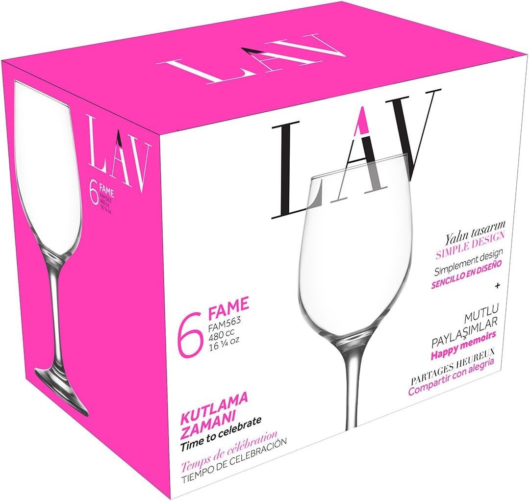 Сет чаши за вино LAV Fame, 480 мл, 6 бр