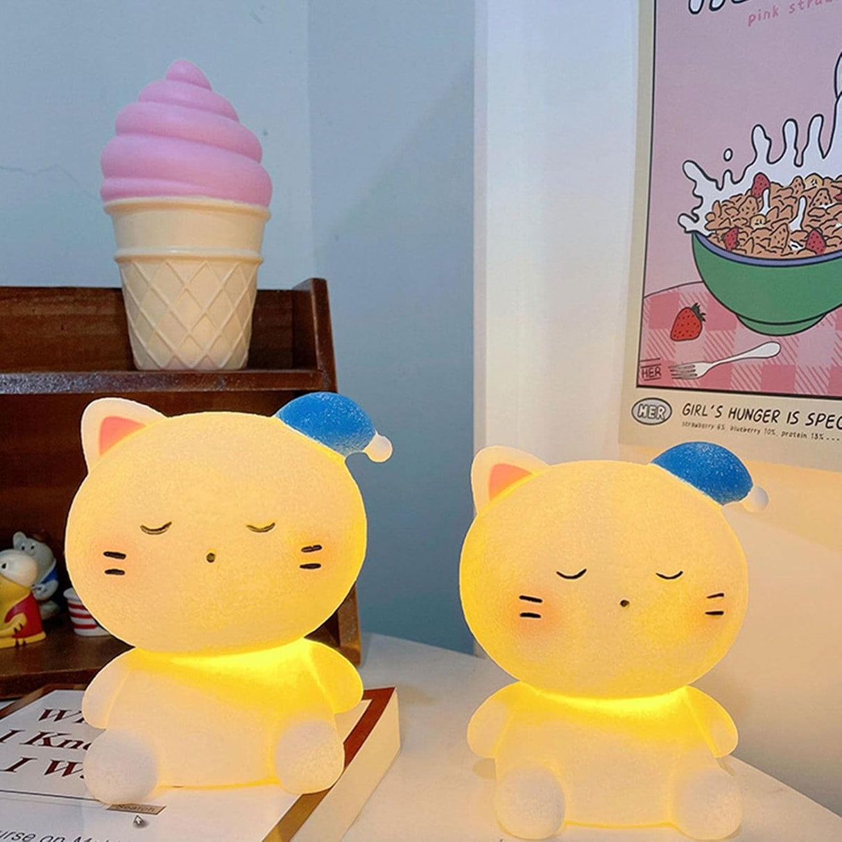 Детска нощна лампа с батерии atmosphera Cat, 10x11 cm