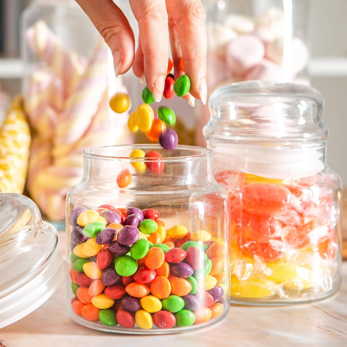 Стъклен буркан с капак за съхранение LAV Sera, 635 мл, 2бр