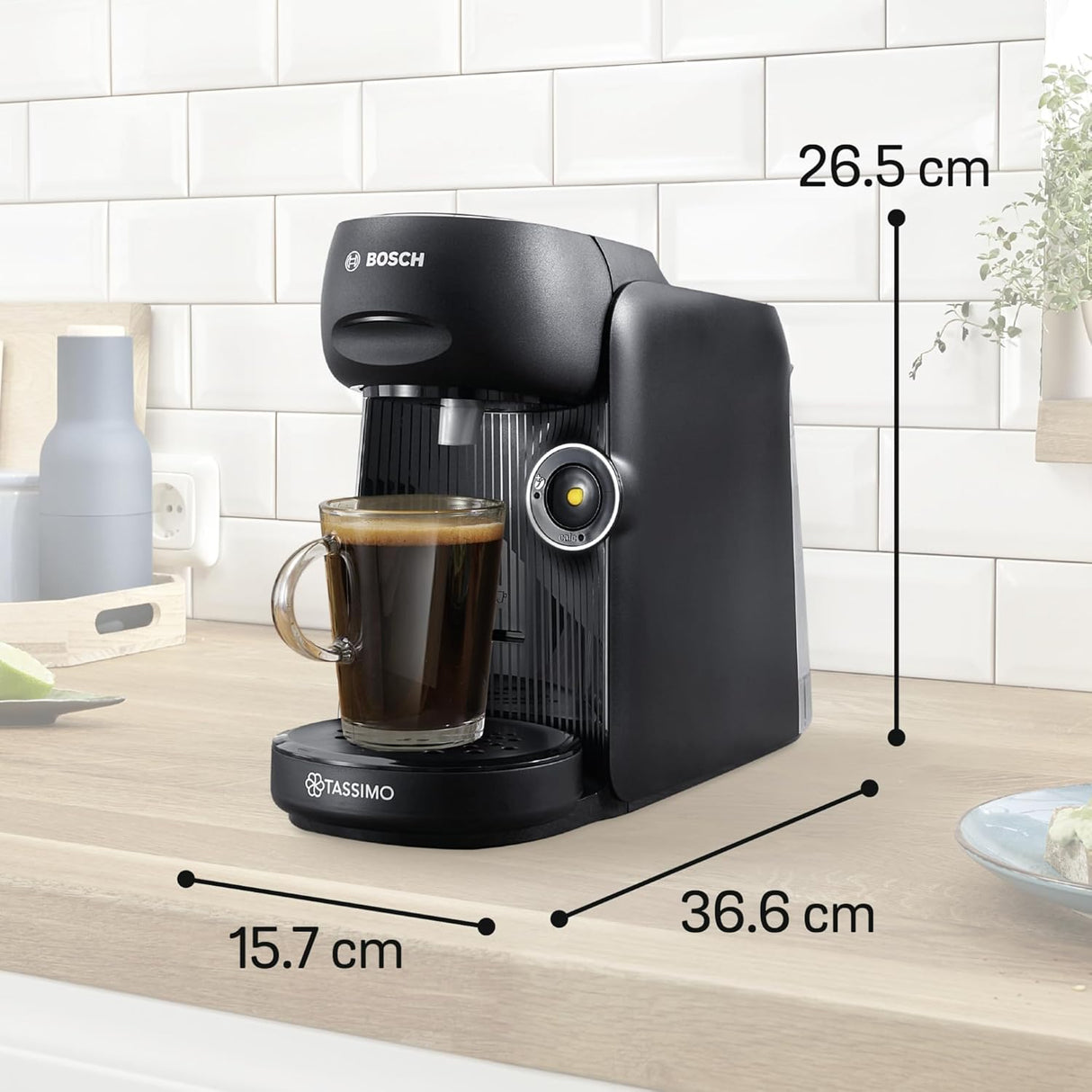 Еспресо машина Bosch Tassimo Finesse TAS162E, 1400 W, 3.3 бара, 0.7 л, Intensity Boost, Самопочистване и декалцификация, Капсули, Черен