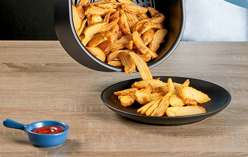 Фритюрник с горещ въздух Deerma KZ100, 1000W, Капацитет 3 л, Сензорен дисплей, Черен