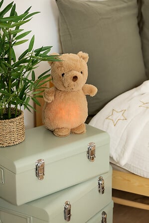 Детска плюшена нощна лампа с батерии atmosphera Bear, 16x27 cm, Светлина и звук