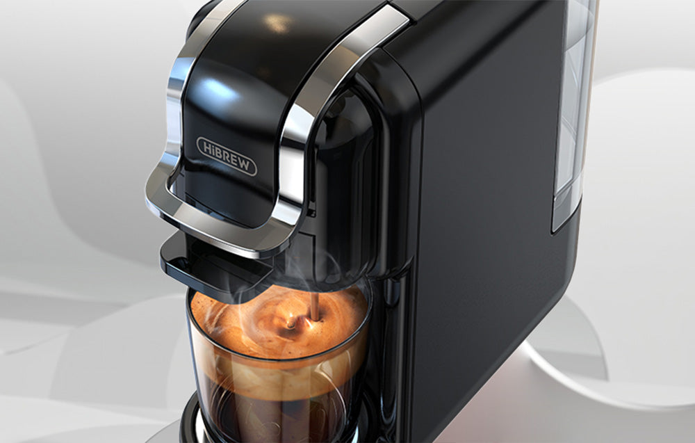 Мултифункционална 5в1 Еспресо Кафемашина Hibrew H2B за мляно кафе, капсули Nespresso, Dolce Gusto, Lavazza, Ese pods, K-cup, 1450 w, 19 bar, Черен