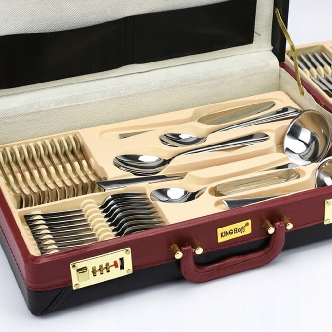 Комплект прибори за хранене и сервиране KingHoff, Инокс, 72 части