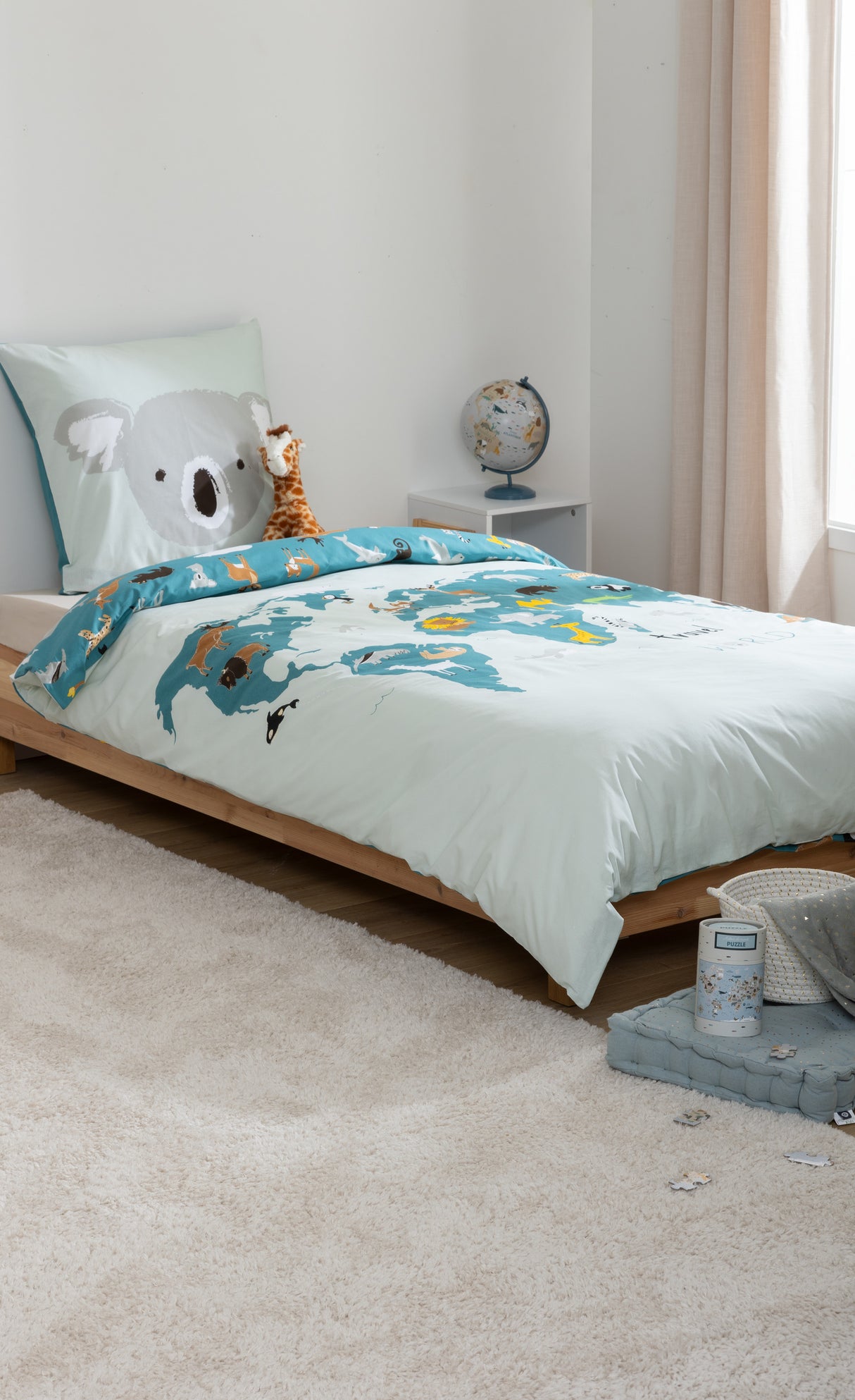 Детско двулицево спално бельо atmosphera World, 140x200 cm, Памук
