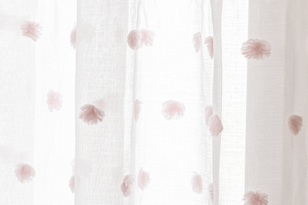 Детска прозрачна завеса atmosphera с помпони 140х240см, Розов