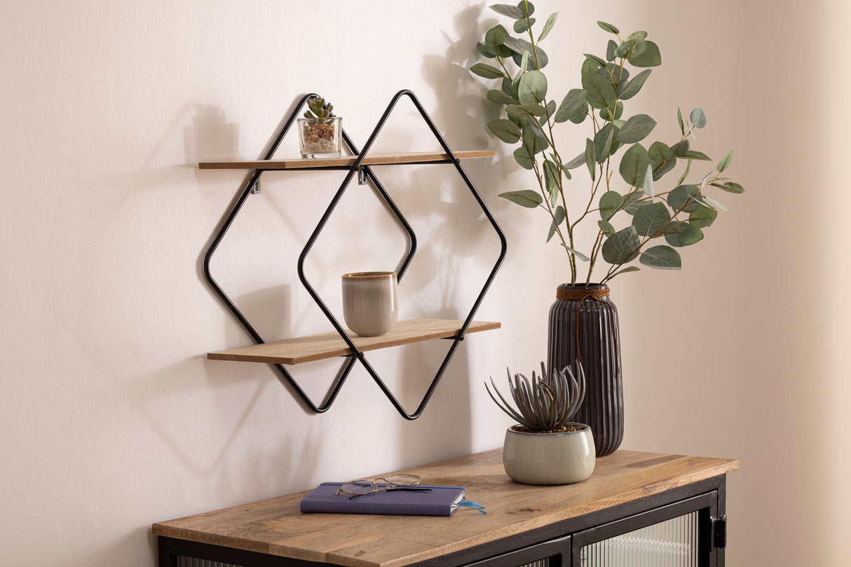 Рафт за стена atmosphera Nena, Метал и MDF, 48x18x48 см