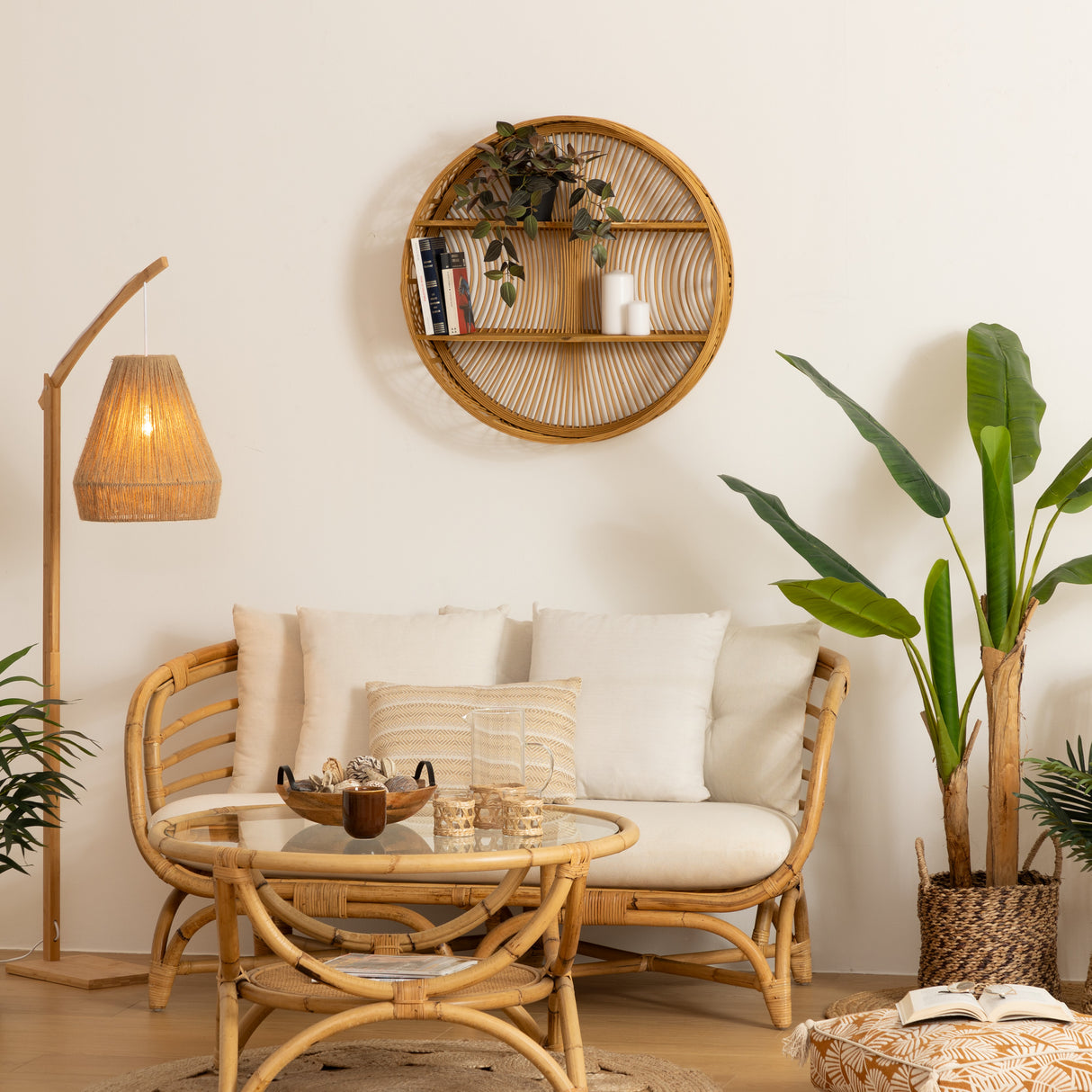 Рафт за стена atmosphera Inacio, Бамбук, Ø70 см