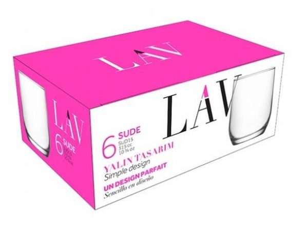 Сет чаши за уиски LAV Sude, 315 мл, 6 бр