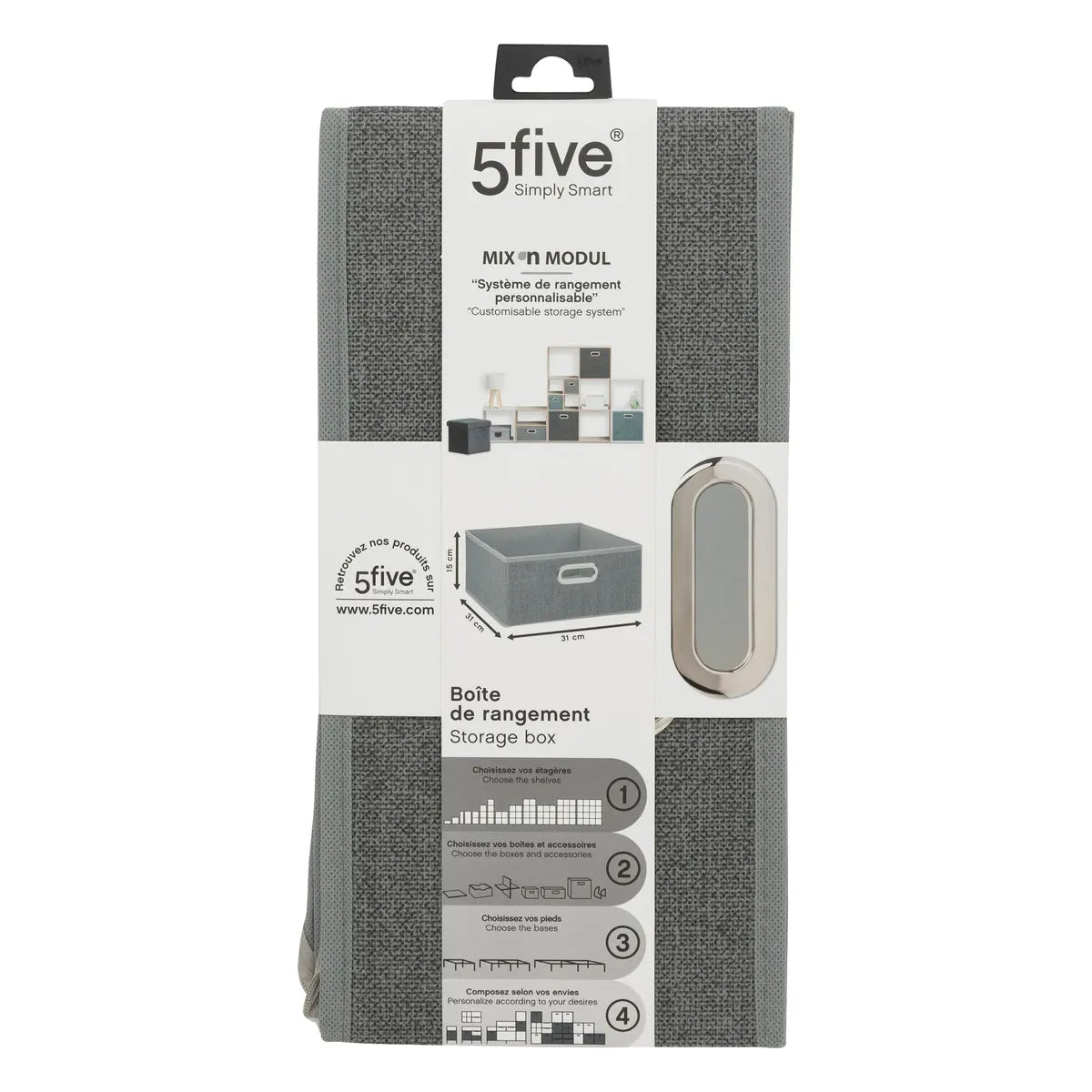 Кутия за съхранение 5five Mix & Modul, Меланж, 31x15 cm