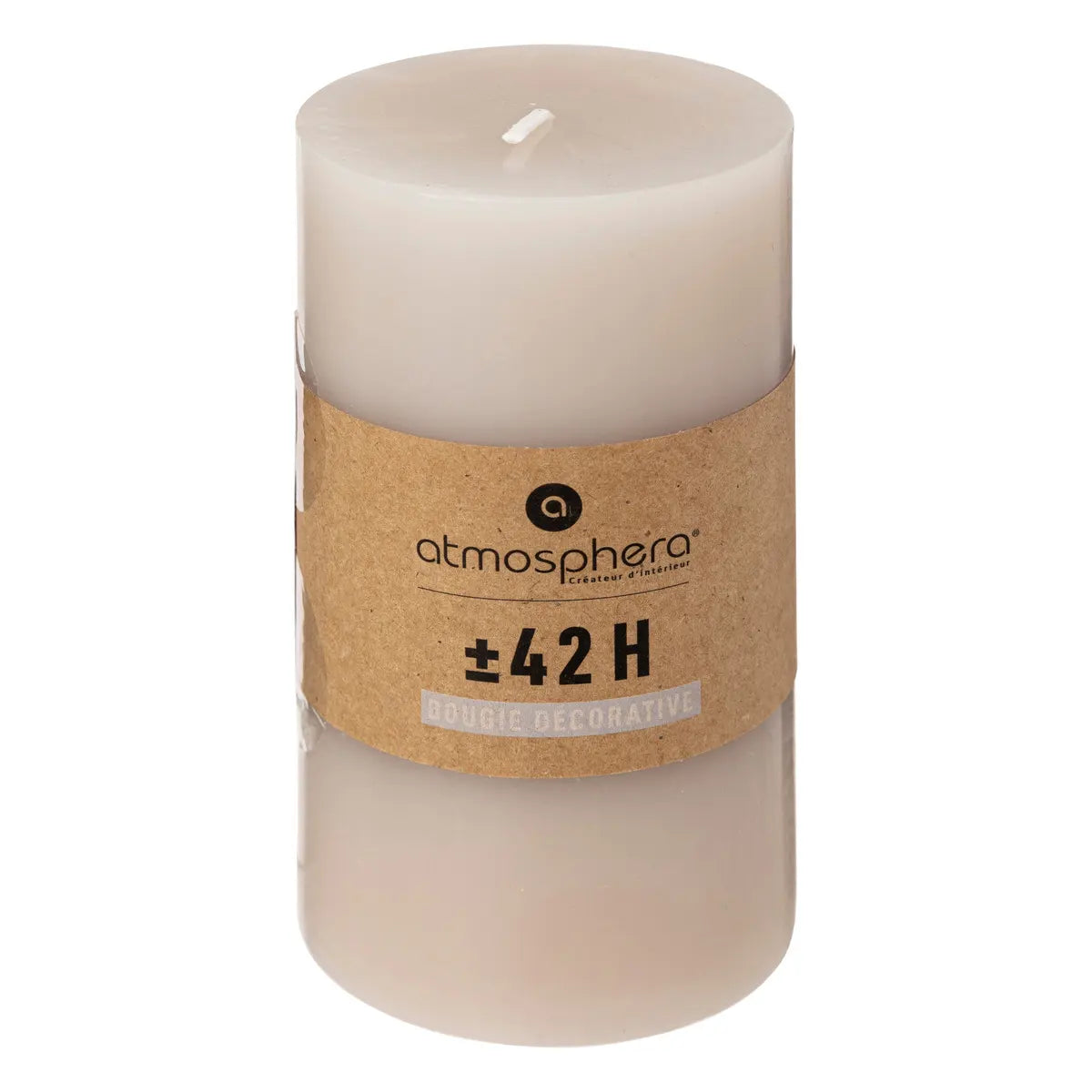 Свещ без аромат atmosphera Hugo, Кръгла, 7x13 см, Taupe