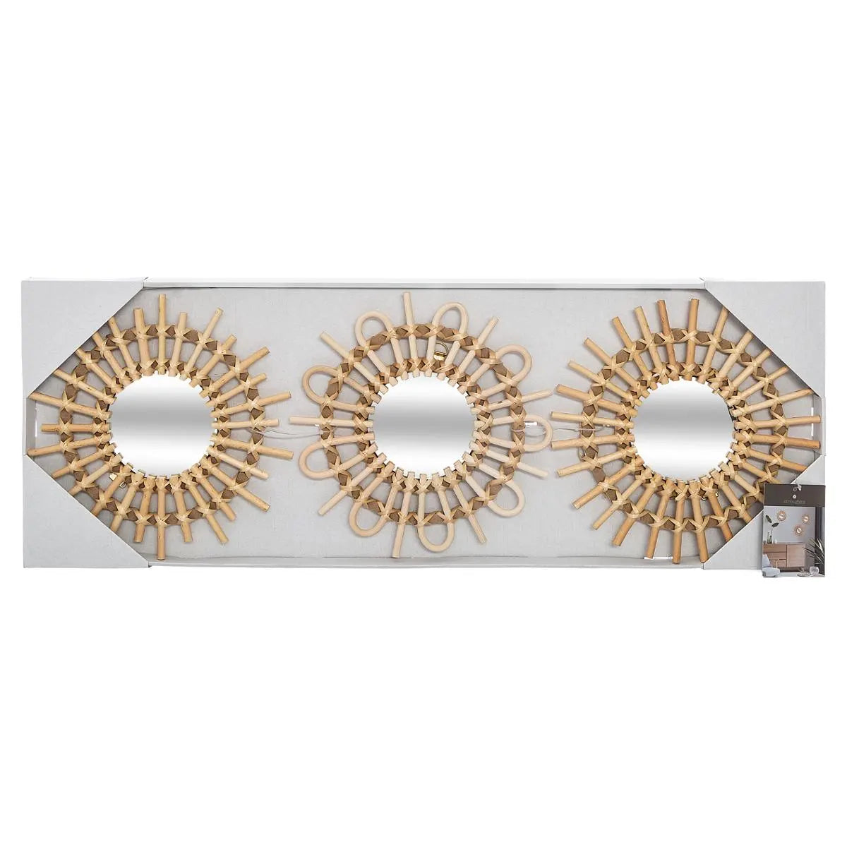 Set oglinzi Atmosphera Aida, 28cm, 3 buc, ratan