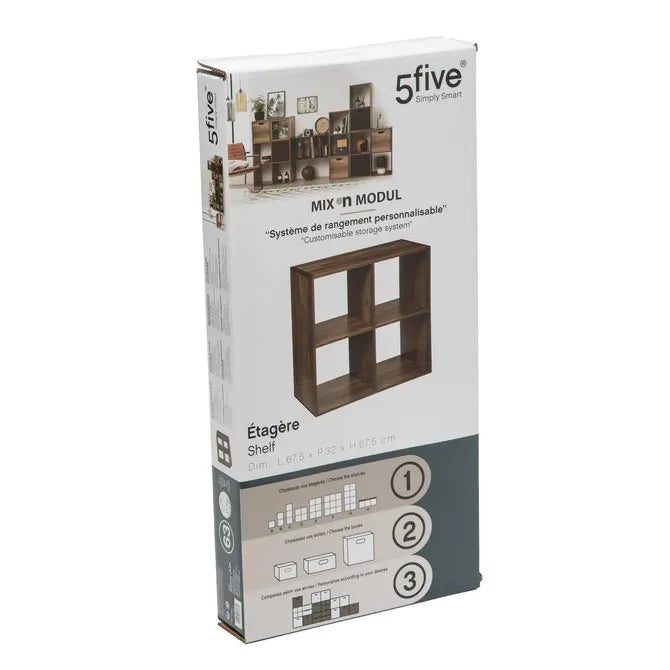 Рафт 5five Mix'n Modul Industrial, 4 отделения, Дърво