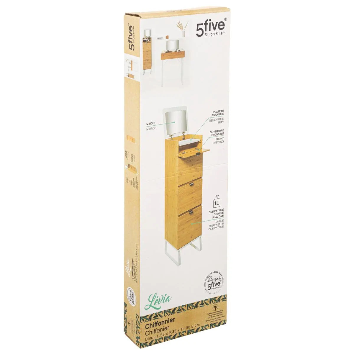 Шкаф с чекмеджета 5five Levia, Бамбук