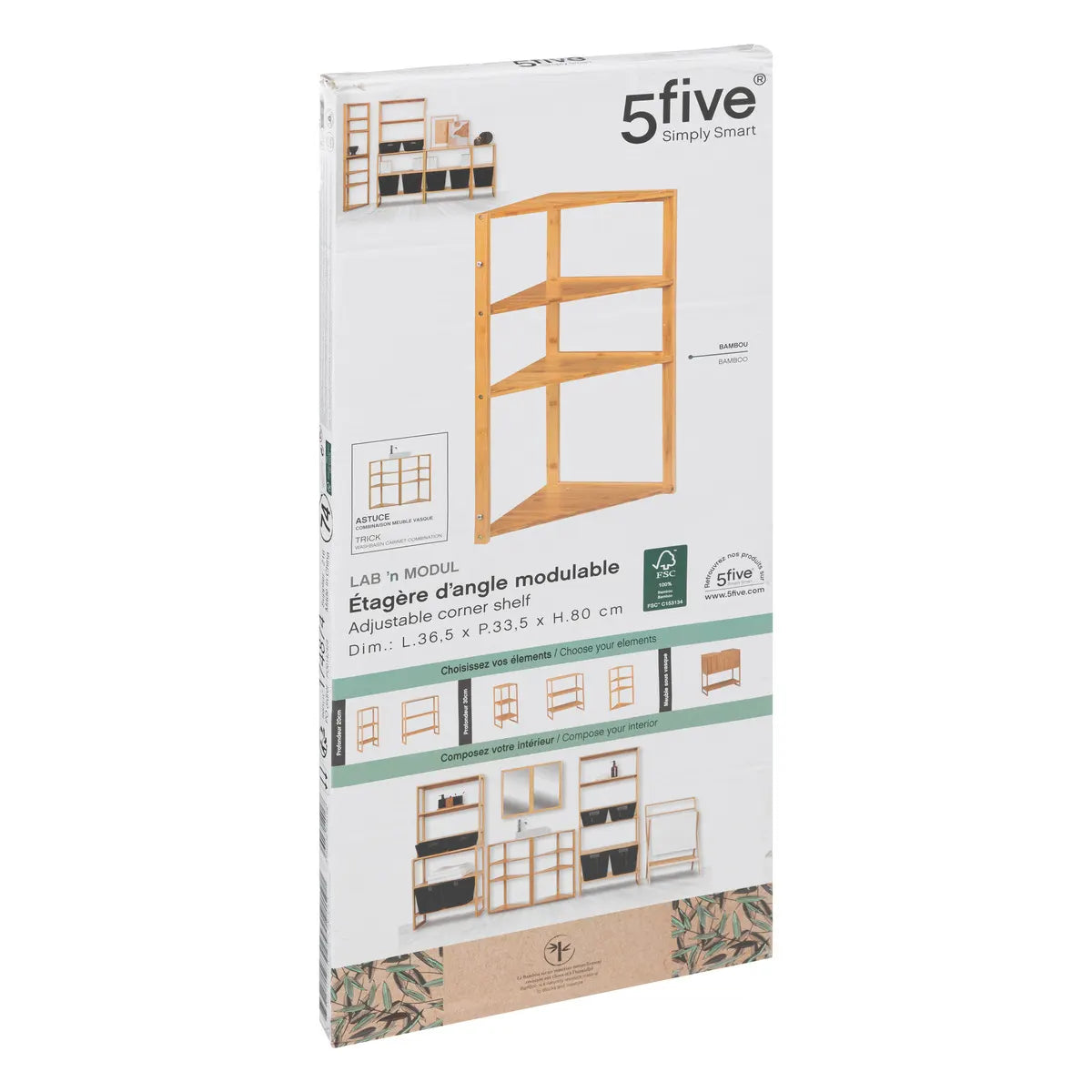 Ъглова етажерка 5five Lab n'Modul, 3 нива