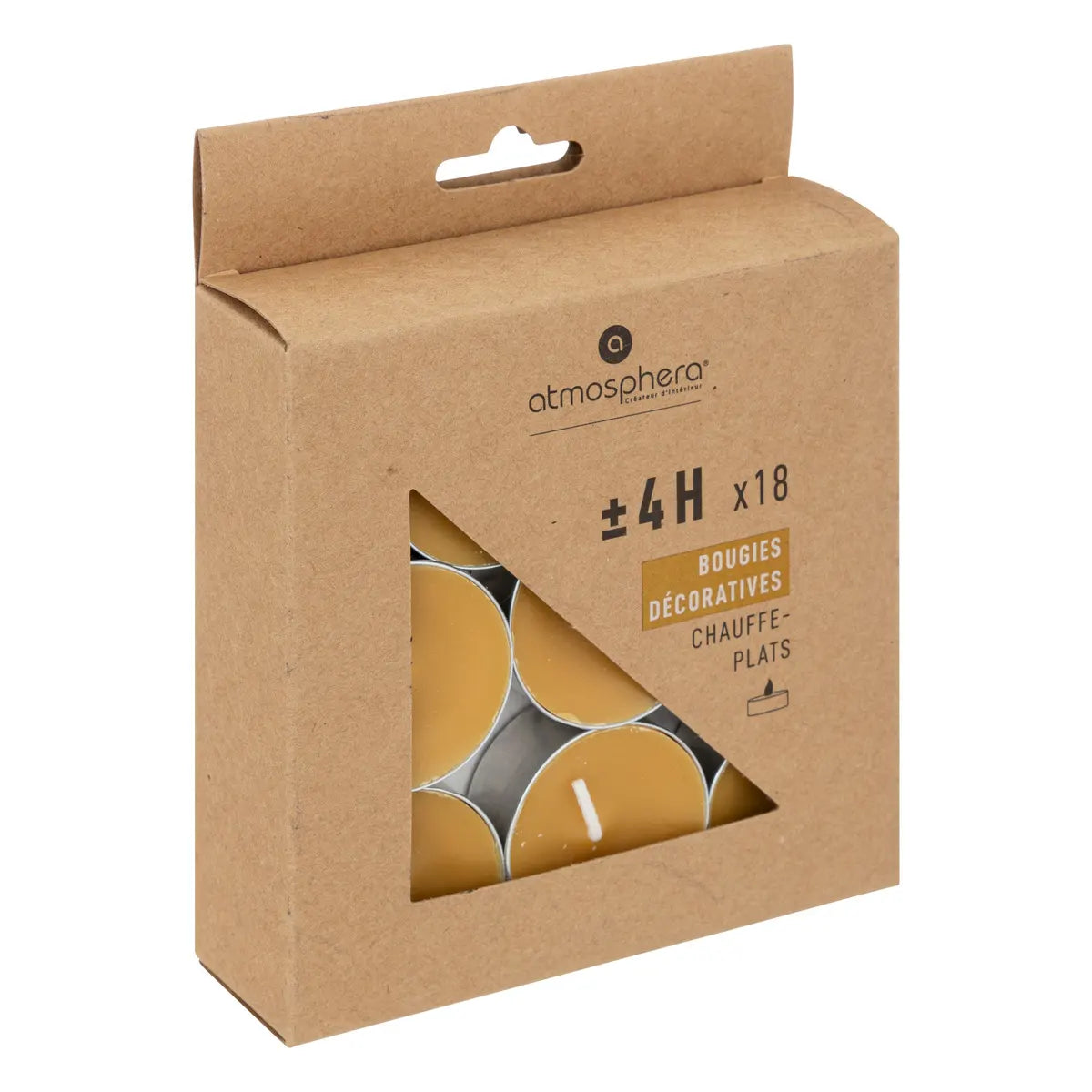 Чаени свещи без аромат atmosphera Hugo, 18 бр
