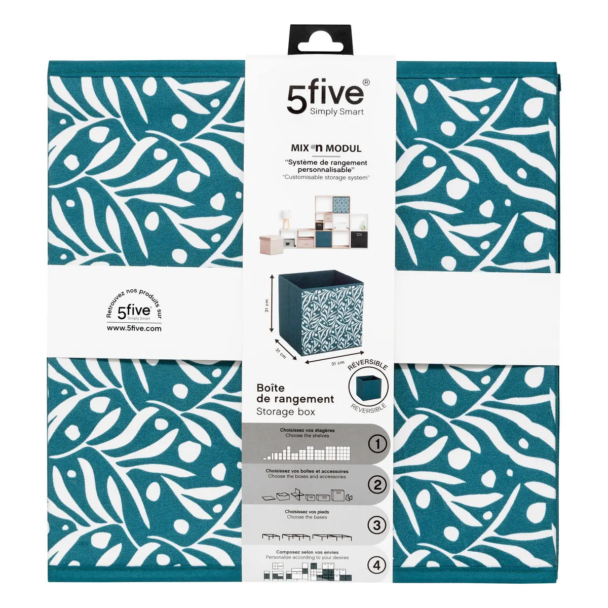 Кутия за съхранение 5five Mix & Modul, Принт, 31x31 cm