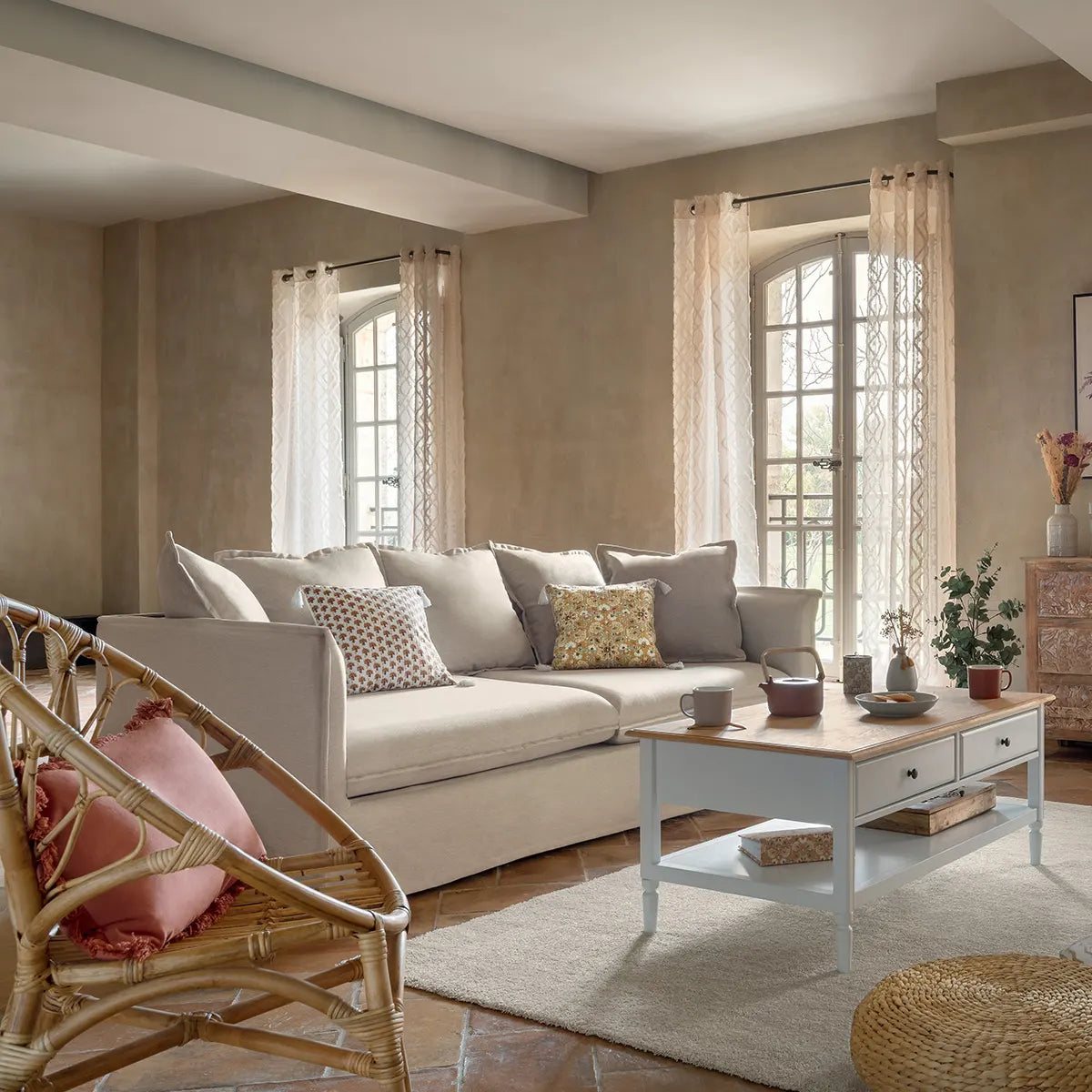 Триместен диван atmosphera Odilon, Бежов, 210x104x78 cm