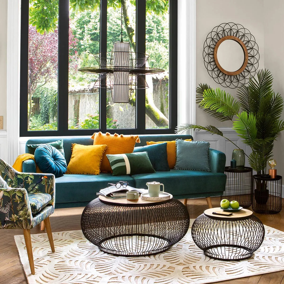 Триместен разтегателен диван atmosphera Jack, Велур, Тюркоаз, 214x86x83 cm