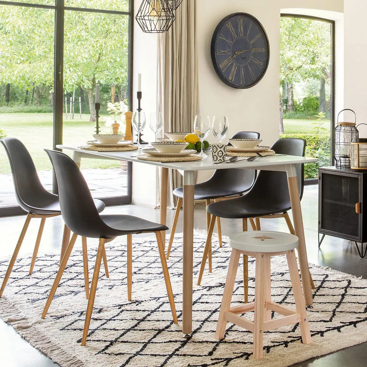 Трапезна маса Roka, 150x80 cm, МДФ бреза, Бял