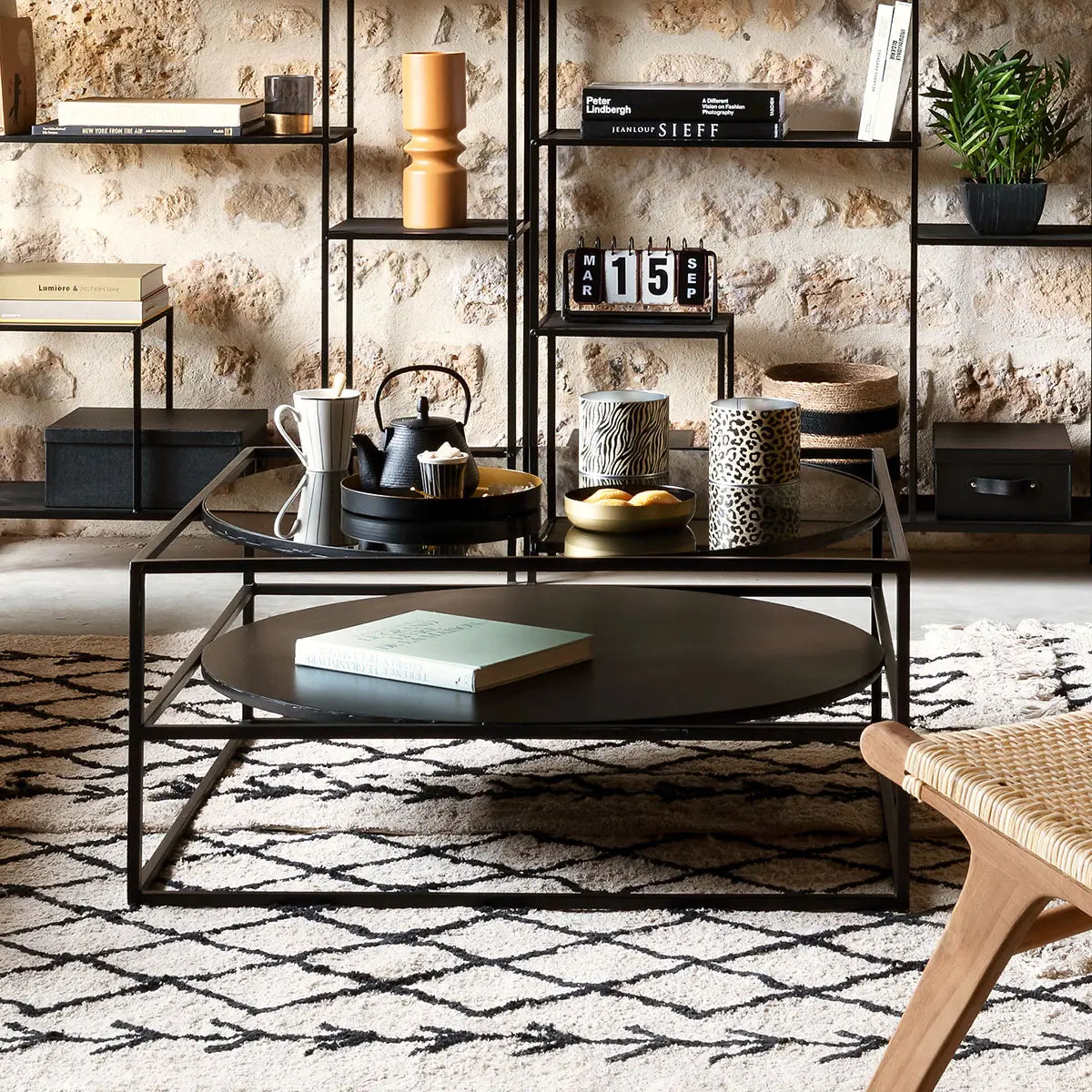 Холна маса atmosphera Yoho, 90x90 cm, Черен