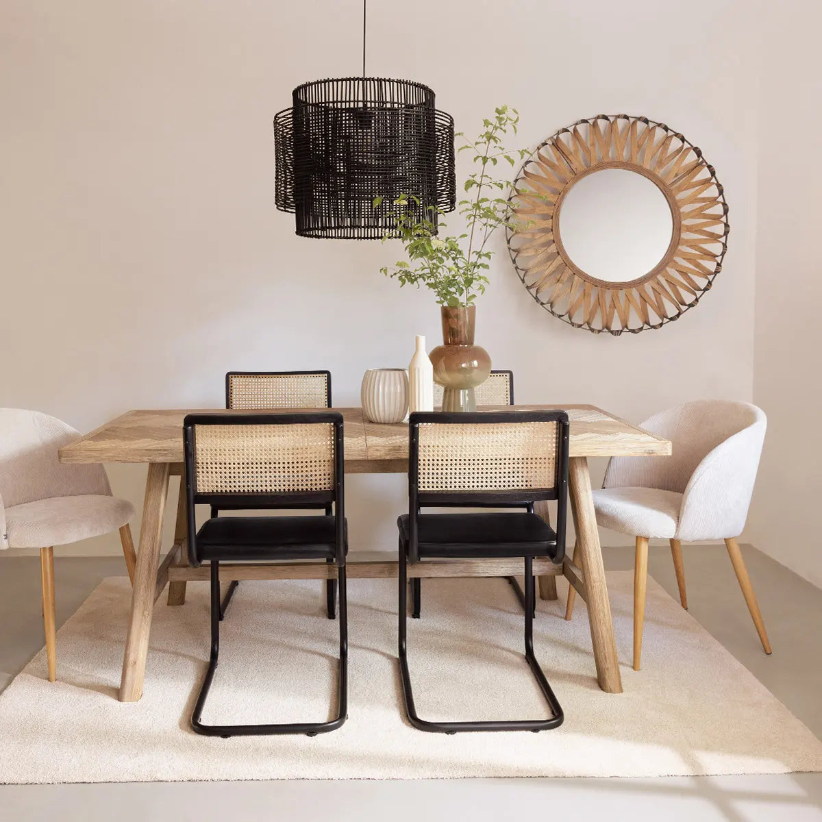 Разтегателна трапезна маса Aeris, 180-220x90 cm, Акациево дърво