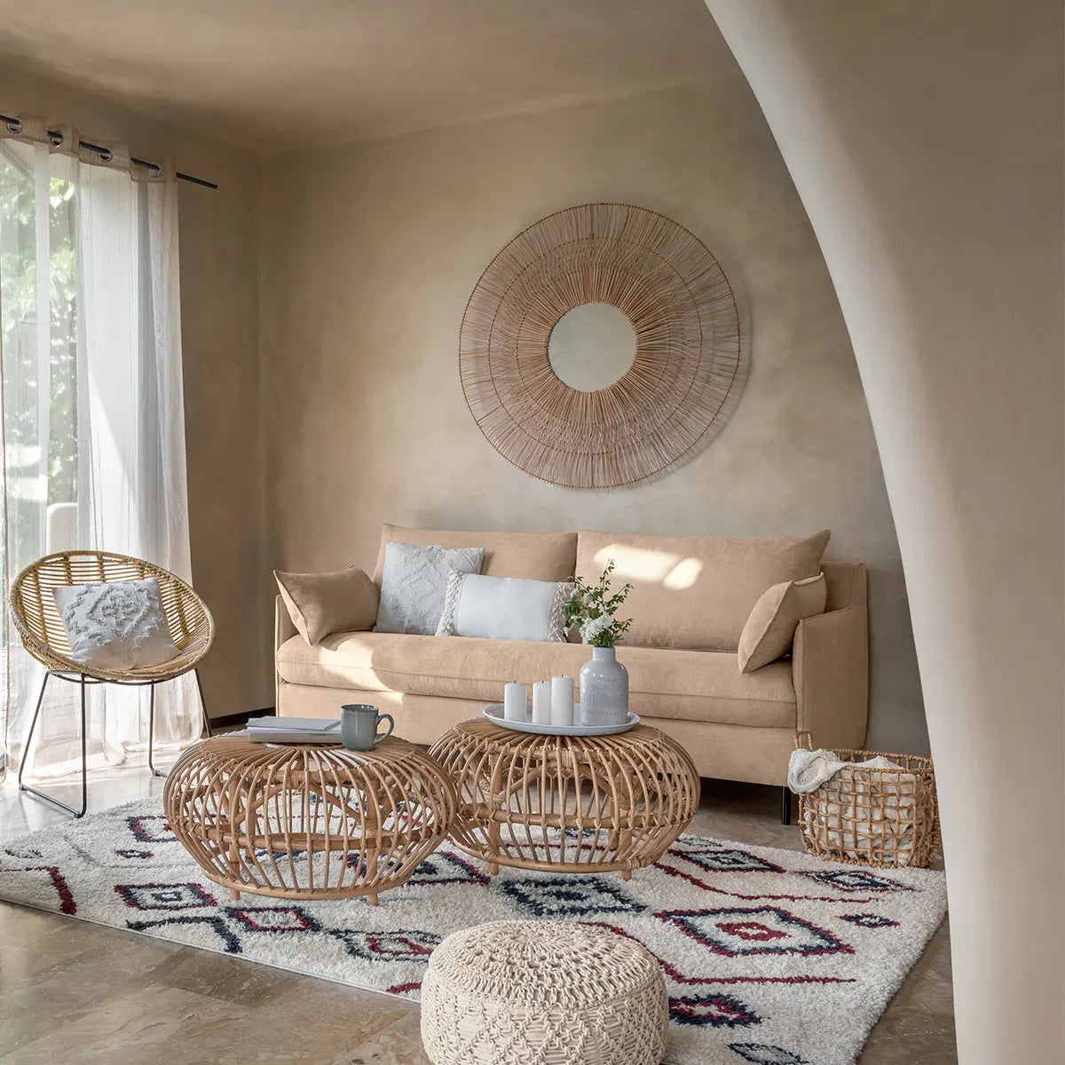 Холна маса atmosphera Neta, 73 cm, Ратан