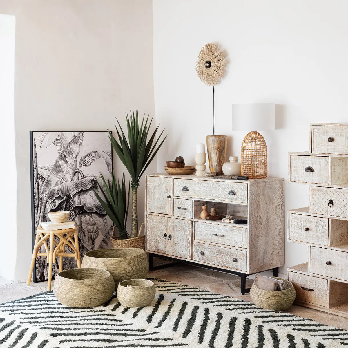 Лампа за стена atmosphera Tea, 34 cm, Слама