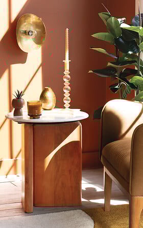 Холна маса atmosphera Nanda, Мангово дърво, Мрамор, Ø51 см