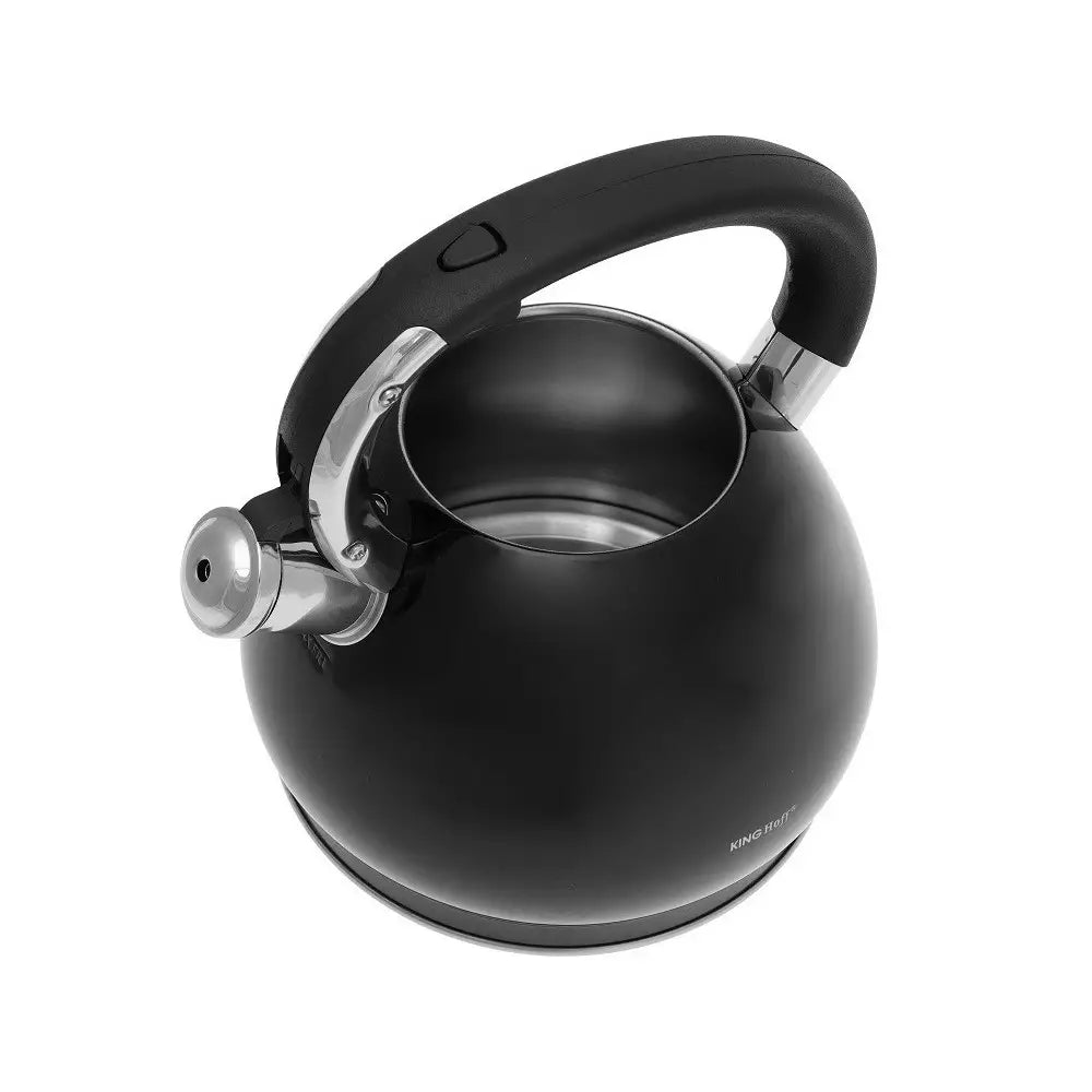 Свирещ чайник KingHoff 1221, 3.4 L, Мраморен ефект, Индукция, Черен
