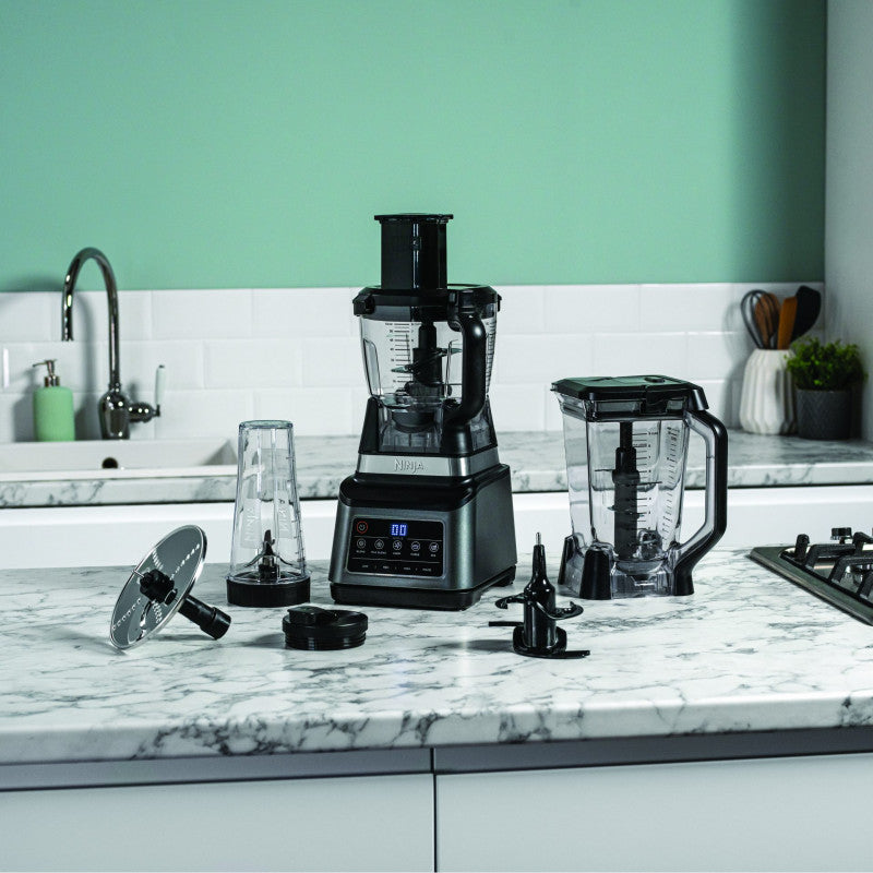 Кухненски робот Ninja BN800EU 3-в-1, 1200 W, 5 програми Auto-iQ, купи 1.8 л и 2.1 л, чаша 0.7 л, Черен/Сребрист